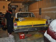 The Cadillac is outside in the snow while the project is warm and dry in the garage.  I need to find a windshield and do something different with the fuel and transmission lines and this car will be roadable again!