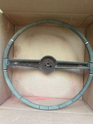 Original steering wheel boxed and ready to ship to restorer.