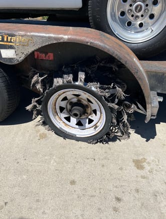 This tire was a couple years old, and the trailer is stored in a shady spot with the tires covered. 2 out of the 4 tires failed (all in dramatic fashion!) within 3 months of this failure. And these were 10 ply Carlisle tires!