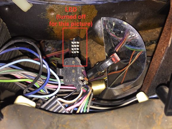 Looking into Fuel Gauge Cluster Hole (with LED off)