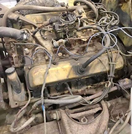 ('69 engine - $450) I am selling a 350 olds out of a 1969 cutlass. It’s a 2bbl engine with # 5 heads. The odometer says the car has 80k on it weather it’s true or not I don’t know. Engine will fire and run but the water pump bearing is shot so I haven’t had it running long. Had 50 lbs of oil pressure when running. It is complete minus the alternator.