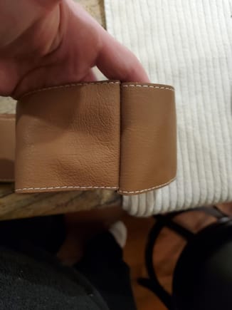 Belt seem from the exposed side with running stitches.