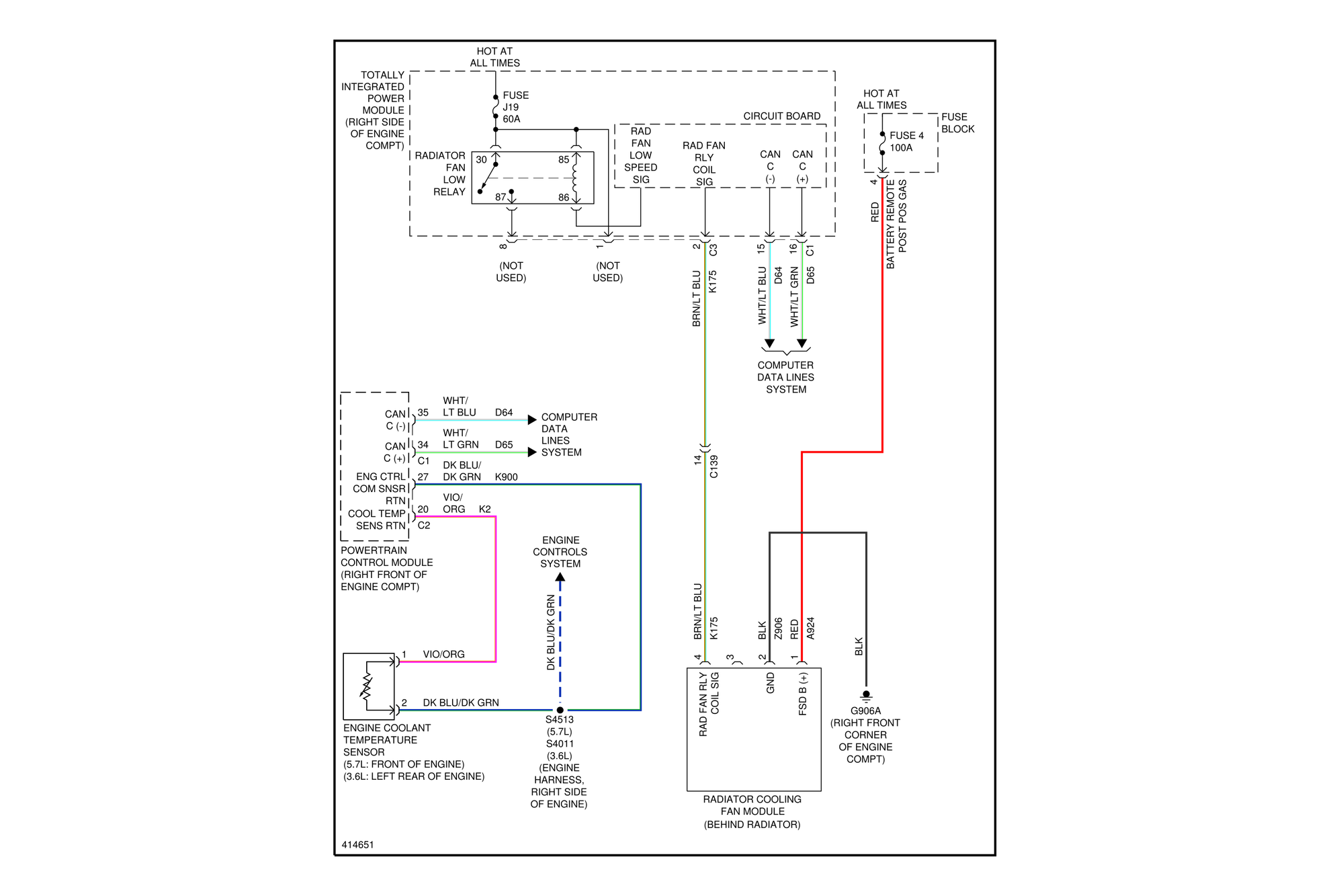 2013 Durango Citadel radiator cooling fan circuit