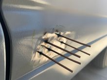 Back at the body work today.  My painter maestro let me borrow his stud welder, simple harbor freight one, but is doing the job.