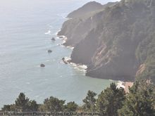 The view from an overlook above the Golden Gate Bridge