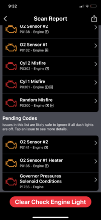 This is what comes up for it. I’ve changed both the O2 sensors before too. When I do a tune up on it it runs great for a few days or weeks but then starts up again. 