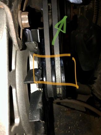 Hard to tell, but the belts are pulled more towards the front face of the pulley. 