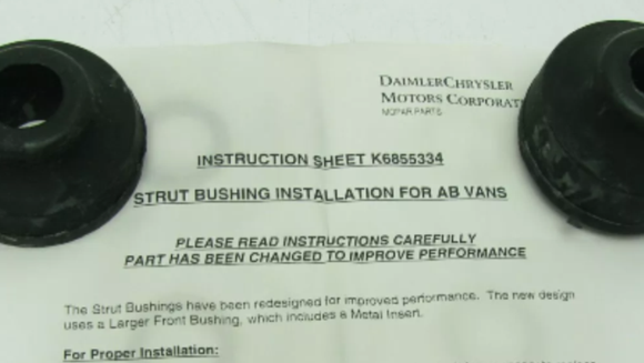 Ordered my OEM strut rod bushings and thought it significant enough to post that apparently the factory has changed (improved) the original design of these bushings at some point in time. 
Maybe that's why it seems to have been a problem area for original and aftermarket bushings. Wow- my van's going to ride better than new!