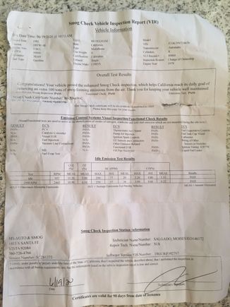 Smog Test in June from previous Owner