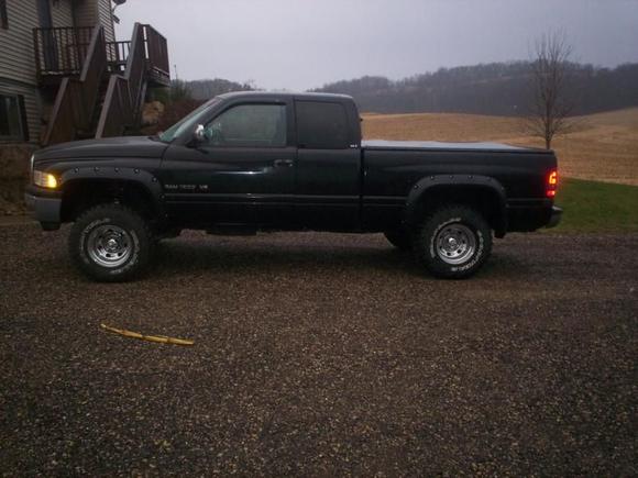 after.... had some motor problems so i sold the flares truck looked mean with them on but i think it looks better with them off.