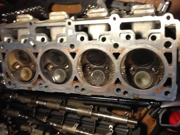 Head showing signs of chunks rattling around, the second from the right is cylinder #3.