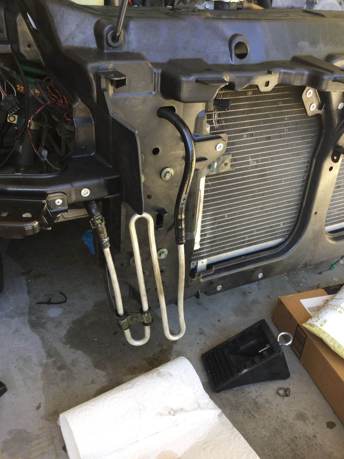 Power steering cooler alternative locations around FMIC. G35Driver