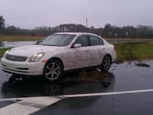 After hydroplaning on 331 and doing a complete 360 through a grass median..
