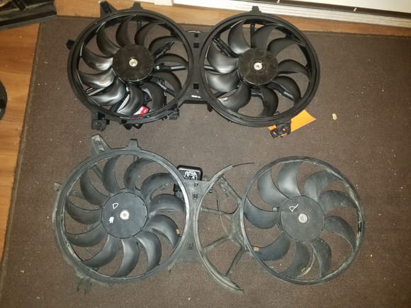 New fan assembly vs. old fan assembly.
The plastic housing on the old one was VERY brittle. It essentially fell apart while removing it.