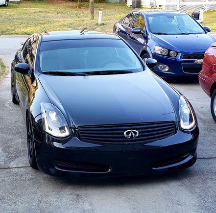 New core support, lined hood, fenders and bumper up and installed new spec d headlights