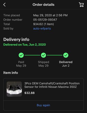 Vender on ebay with parts labelled "Nissan Genuine Parts"