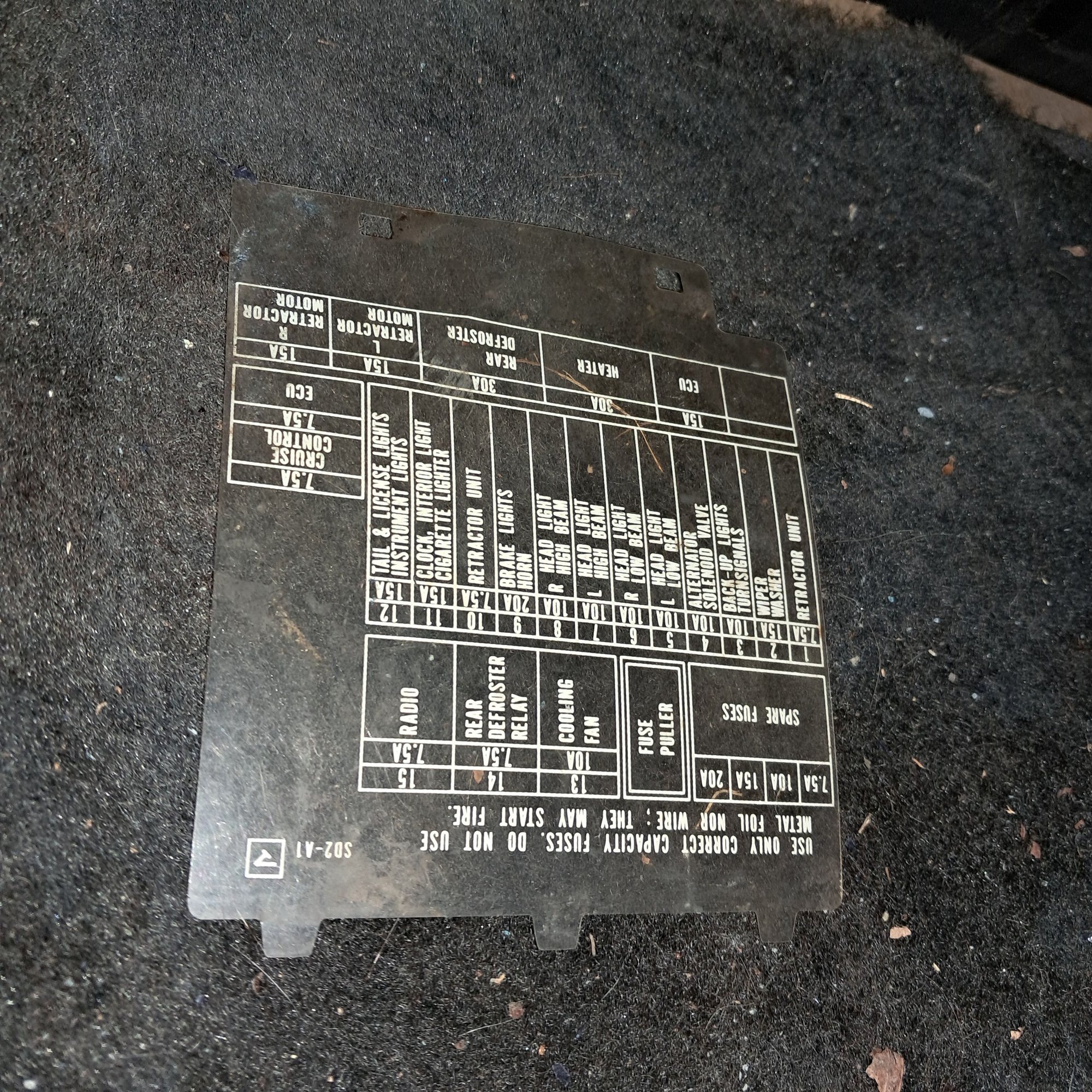 Gen 1 acura integra under-dash fuse box diagram