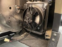 I don’t have a heater in the car so routing my heater core lines to this ole guy. Fan on a switch...curious how well it’ll help with cooling. I also opened up the front duct to help airflow to it. Whenever I go back to my “clean” bumper this will still fit and you won’t even know it’s there 