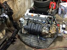 Mounts installed ready to get a car dropped on her.