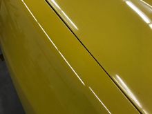 You can see paint matches perfect.  But buffing the old paint on the hood.   Buffer pad started going yellow.  So the quick way failed.