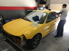 my good homie Tommy doing his thing and wrapping the entire car in 3M Pro-Series film. no rock chips, swirls, or rust ever on you baby.