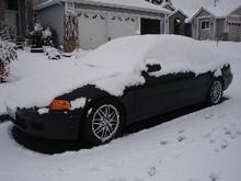 first car in snow