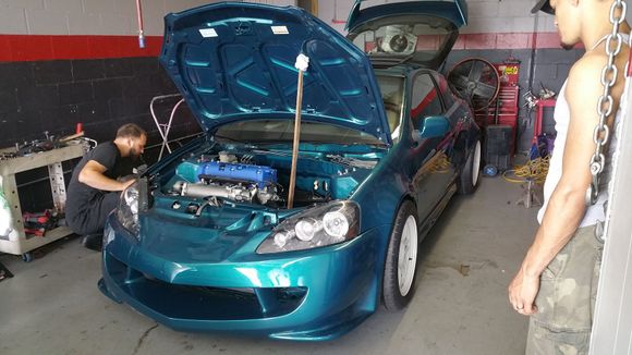 Making sure everything was right, tight, and alright. Before test driving.