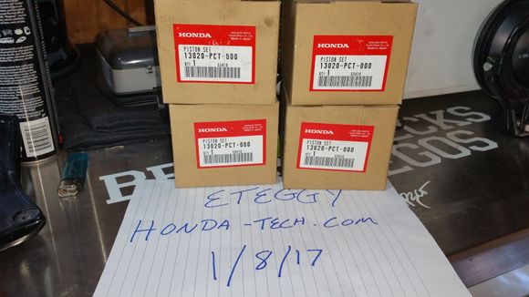 This is a sale for 4 units of brand new genuine JDM Honda Civic EK9 Type R PCTX Piston Set 0.25 Over Standard Bore Size....brand new just 1 has a small scuff on side  they go for 300 usually asking 225 obo