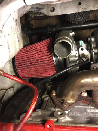 Pipe off and filter jammed in there