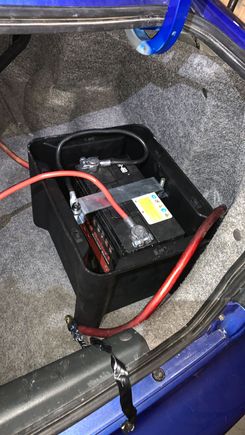 This is super hack for now. I am showing you my zits basically. Lol. I used a stereo amp fuse, 1AWG wire to 4AWG wire, electrical tape.. lol. Just needed to get it done so I had something to reinvent, and to be motivated and not in fear of unOEM’ing my shit. Drilled holes in my car. :( 