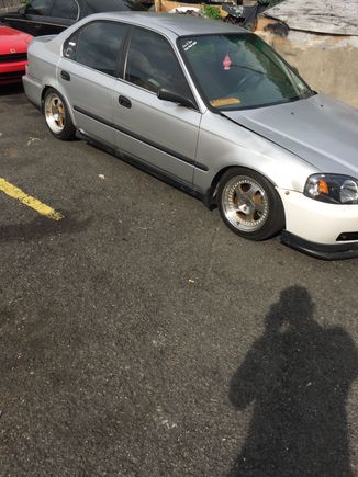 So I changed the front bumper and tail lights and put my rims from hatch cuz I was selling it 