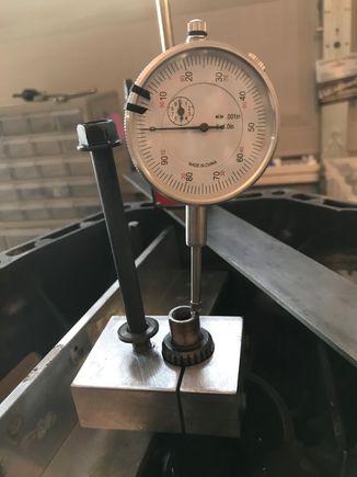 Set up the dial indicator
Main shaft holder and base.