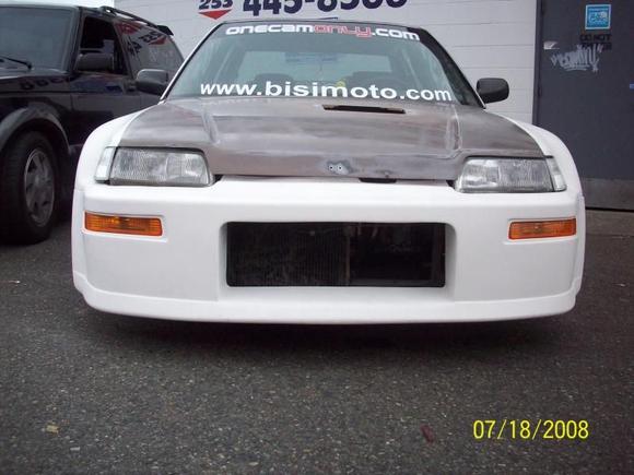 88-91 CRX front end fitted to the sedan.. Not easy.