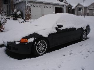 first car in snow