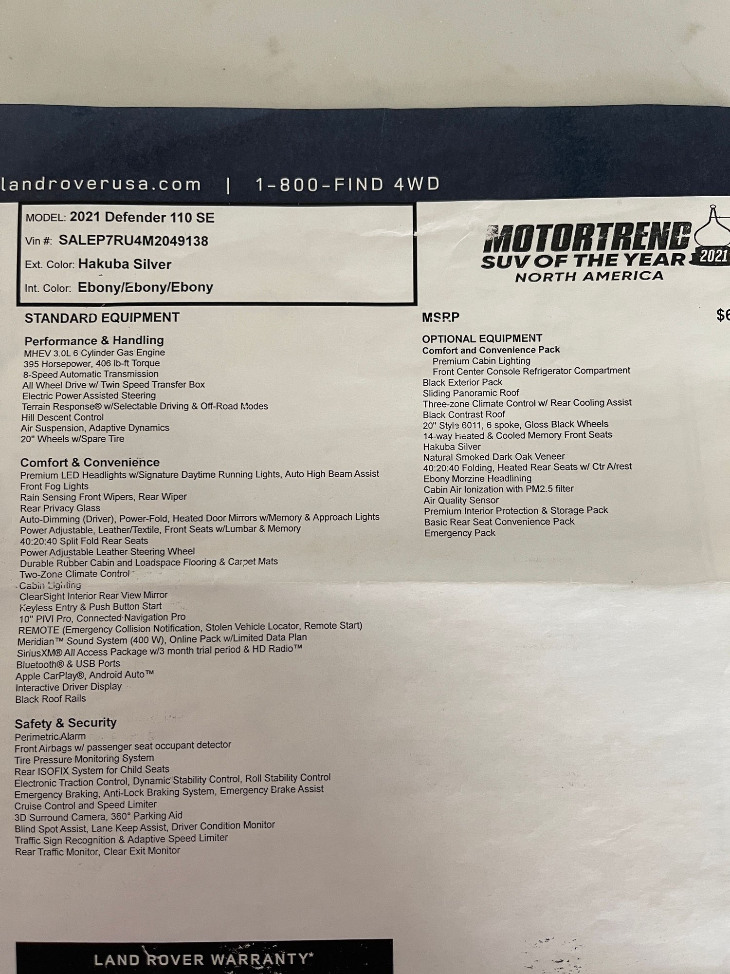 2021 Land Rover Defender - 2021 Land Rover Defender - Used - VIN SALEP7RU4M2049138 - 3,379 Miles - 6 cyl - 4WD - Automatic - SUV - Silver - Scottsdale, AZ 85254, United States