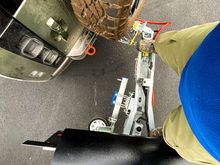 turning clearance 3 looking down with McHitch next to my right foot. The hitch articulates X-Y-Z for complete freedom or rotation