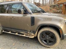 No airing down -- throwing mud at 47 psi front and 50 psi rear while towing