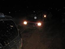 4-runner pulling me(inside spot), pulling an F-250. All but me had street tires. Needless to say, this configuration didn't work...lol