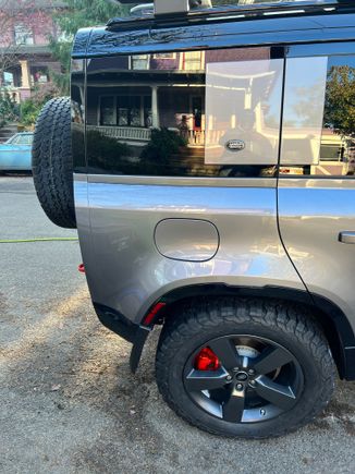 Good compare of the spare (hasn't been changed yet in this pic) to the new tire. 