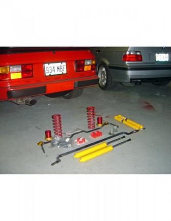 951 sway bars, Ground Control adjustable springs, KONI yellows all around, rear coil over conversion, new ball joints, control arm bushings, wheel bearings