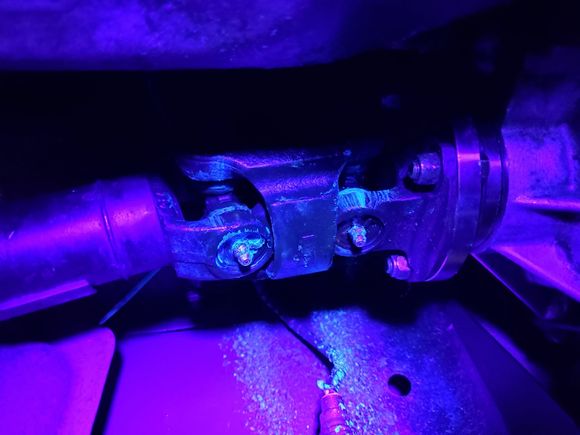 Black light on front driveshaft.