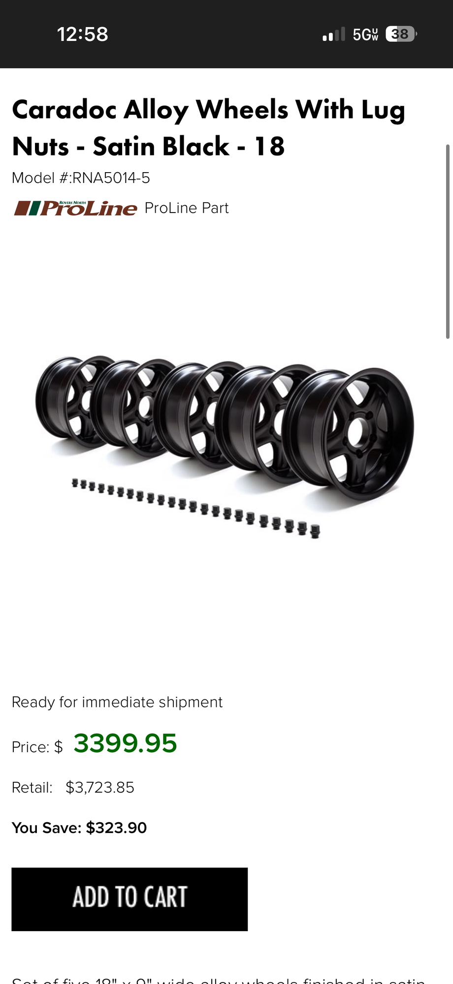 Wheels and Tires/Axles - Caradoc Alloy Wheel 18 X 9 Gloss Black - Used - All Years  All Models - Redmond, OR 97756, United States