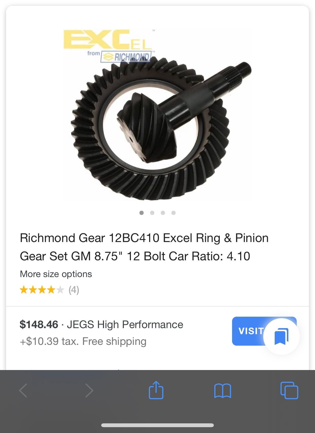  - Richmond Gear 12BC410 Excel Ring & Pinion Gear Set GM 8.75" 12 Bolt Car Ratio: 4.10 - Merrillville, IN 46410, United States