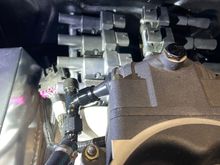 Possible and most reasonable spot to mount the coils. This would make it appear to have a distributor. I wanted to mount on frame rail below headers but room was not my friend. 
