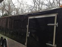 Hurricane Irene put a small dent on to side rail of roof..Does not leak, door opens and closes. This door is 5' like the other side..does NOT leak and works great Just cosmetic...Can be easily fixed.