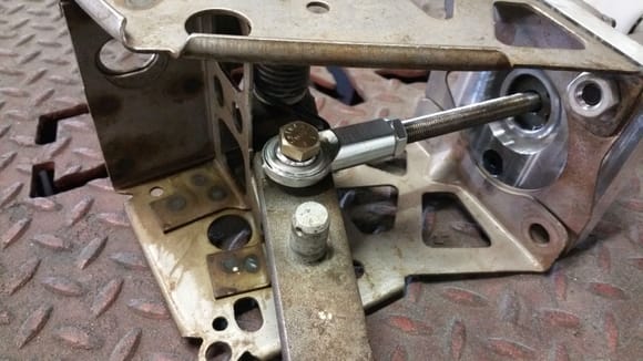 Strange manual brake conversion attached to pedal