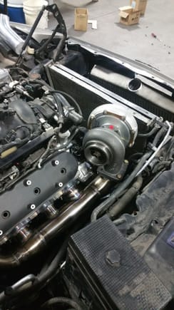And there it is all done and mounted.  Turbo installed as well.  Fits under the hood as well with plenty of room.