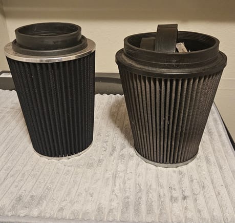 $30 both air filters, one on left is fairly new, one on right is k&n