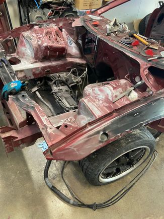 Has a couple small rust areas. sanded down to bare metal and filler where needed.