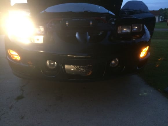 Headlight/brights won't work now and now the passanger side t/s is a lil dimmer than the driver side... 
So now I'm thinking I don't know what to think lol..
And idk if this is suppose to happen but the front driver side marker blinks with turn signal while the other side doesn't..